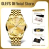 OLEVS Men‘s Watches Gold Original Quartz Wristwatch Waterproof Luminous Watch for Male Rhombus Mirror Date Week Luxury Dress 2