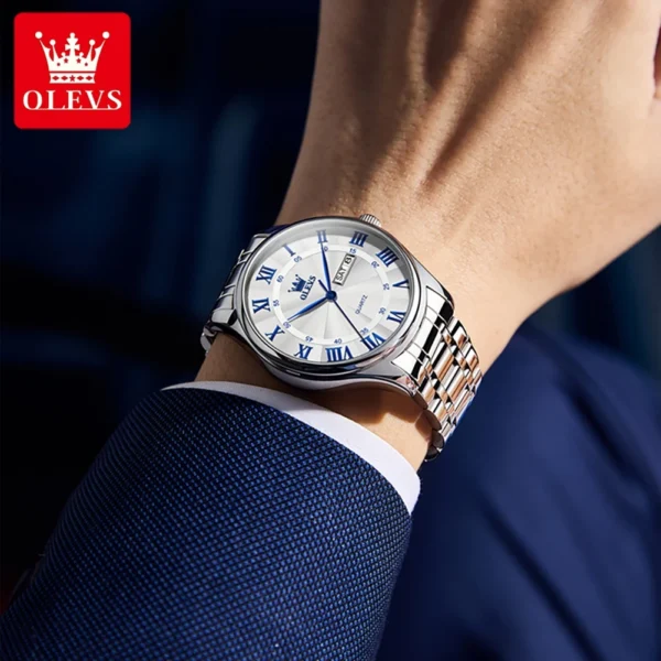 OLES Minimalist Business Men's Watches Roman Scale Waterproof Quartz Watch Solid Stainless Steel Strap Original Genuine Watch 2