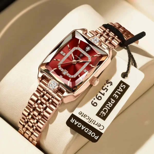 POEDAGAR Top Elegant Women Wristwatch Waterproof Date Ladies Watch Stainless Steel Rectangle Quartz Women's Watches Female Reloj 1
