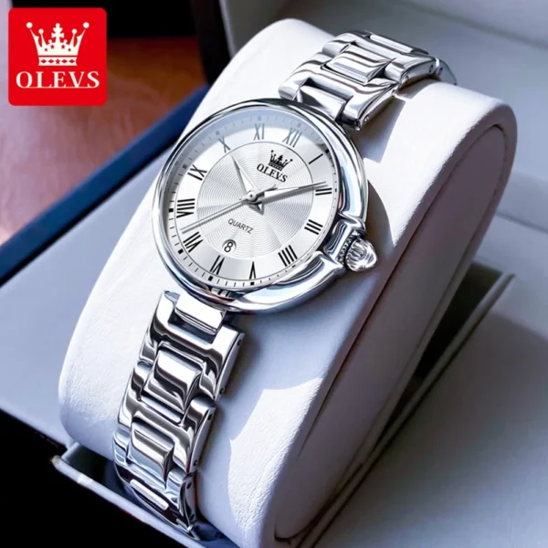 OLEVS Top Brand Women's Watches Fashion Dress Original Quartz Watch for Lady Waterproof Stainless Steel Luminous Simple Casual 1