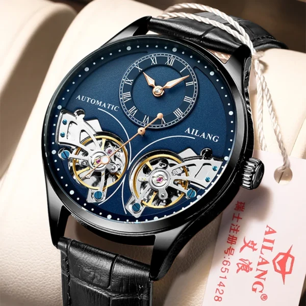 AILANG Genuine Brand Men's Double Tourbillon Luminous Direct-looking Mechanical Watch Automatic Watch Men's Watch   Hollow Movem 1