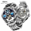 IDEAL KNIGHT Top Brand Luxruy Mens Watch Advanced Tourbillon Automatic Mechanical Watch Waterproof Luminous Dual Region Time 4