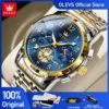OLEVS brand2900 Men's Watches Stainless Steel Calendar Moon phase Watch Chronograph Big Dial Men's Wristwatches Original 1
