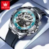 OLEVS 6713 Brand Fashion Skeleton Men's Watches Waterproof Automatic Mechanical Watch Moon Phase Luminous Original Wristwatch 1