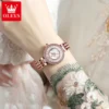 OLEVS Luxury Brand Lady Quartz Watch Waterproof Elegant Stainless Steel Strap Women's Watches Diamond Dial Original Wristwatch 3
