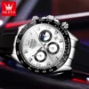 OLEVS Top Brand Men's Watches Waterproof Luminous Calendar Moon Phase Quartz Watch Silicone Adhesive Tape Original Wristwatch 3