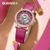 OUBAOER Ladies Mechanical Watch Automatic Skeleton Leather Strap Fashion Diamond Crystal Evening Banquet Dress Watches for Women 4