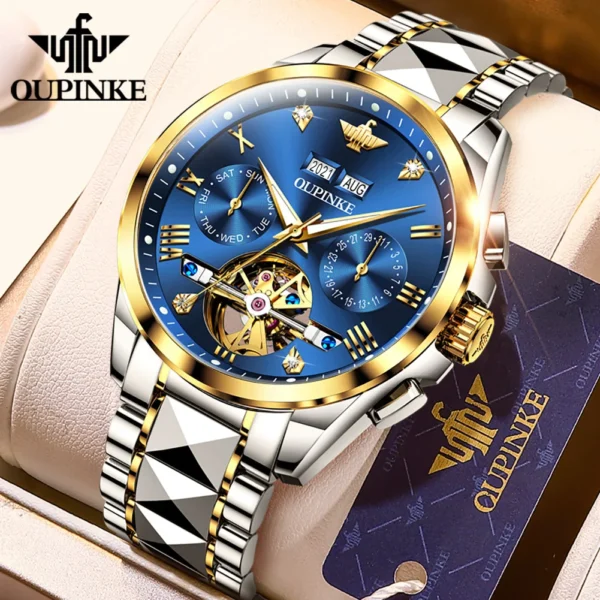OUPINKE Automatic Mechanical Watch for Men 50M Waterproof Sapphire Mirror Luxury High Level Wristwtch 1