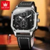 OLEVS 9950 Mens Watch Original Top Brand Square Quartz Wristwatch Waterproof Leather Strap Sport Clock Male Reloj Watch For Men 5