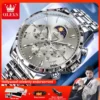 OLEVS 3653 Mens Watch Quartz Watch Multifunctional Chronograph Watch For Men 30M Waterproof Luminous Moon Phase Box Original 1