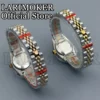 LARIMOKER 26MM ladies mechanical watch masonry index gold rose gold sunburst dial Sapphire Glass two-toneStainless band 5
