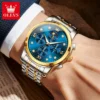 OLEVS Men Watches Multifunction Fashion Original Quartz Watch for Man Waterproof Stainless Luminous Date Moon Phase Chronograph 4