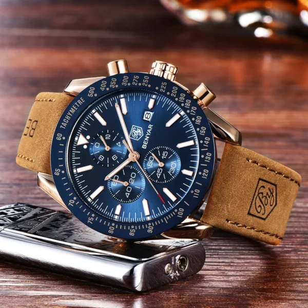 BENYAR Luxury Men WatchesTop Bran Men WristWatches Leather Quartz Watch Sports Waterproof 30M Male Clock Relogio Masculino 2