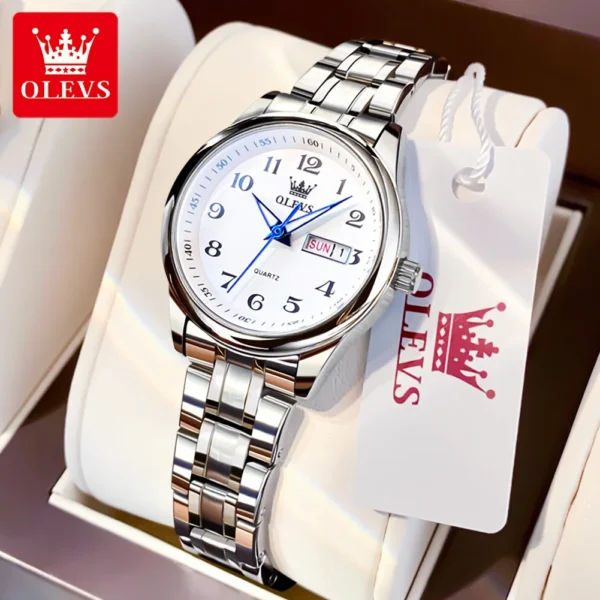 OLEVS Brand Fashion Ladies' Watches Arabic Numeral Scale Quartz Watch Waterproof Gift for Mom Stainless Steel Origin Wristwatch 2