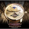 Forsining Moon Phase Automatic Watch Royal Men's Golden Mechanical Wristwatches Casual Genuine Leather Tourbillon Business Clock 2