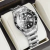 Luxury Men Fashion Watch Silver Stainless Steel Band Waterproof Casual Calendar Quartz Watch Green Business Wristwatch 5