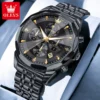 OLEVS Original Fashion Moon Phase Men's Watches Waterproof Chronograph Quartz Watch Stainless steel Calendar Brand Wristwatch 1