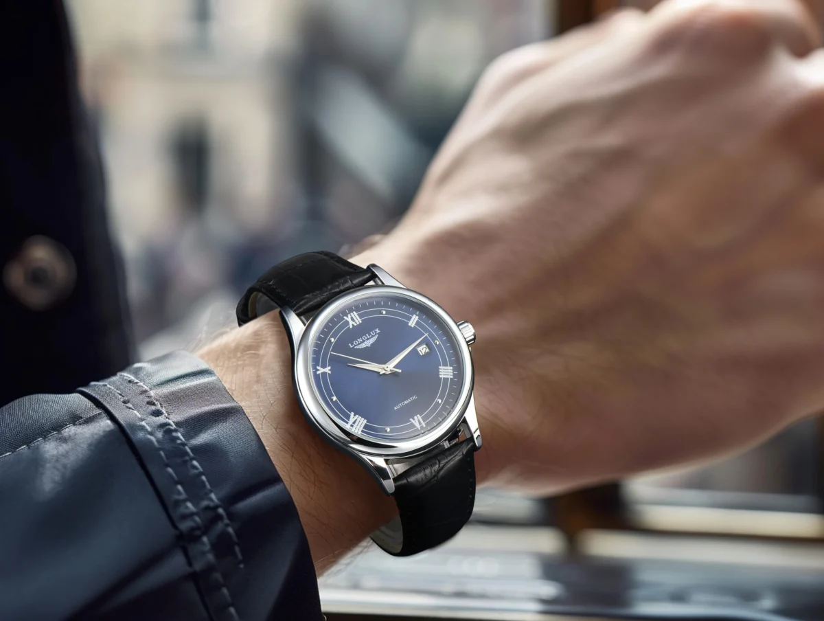LONGLUX automatic man watch wholesale mechanical watches simple versatile date waterproof fashion leather man watch men gift 3