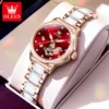 OLEVS 7001 Luxury Mechanical Watch for Women Ceramic Strap Waterproof Woman Wristwatch Original 1