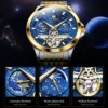 OLEVS Luxury Brand Men's Watches Luminous Waterproof Fully Automatic Mechanical Watch Starry Sky Dial Moon Phase Hollow Out 5