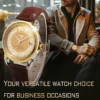 LONGLUX automatic man watch business leisure dating mechanical wristwatches day date waterproof leather  mens watch men gift 2