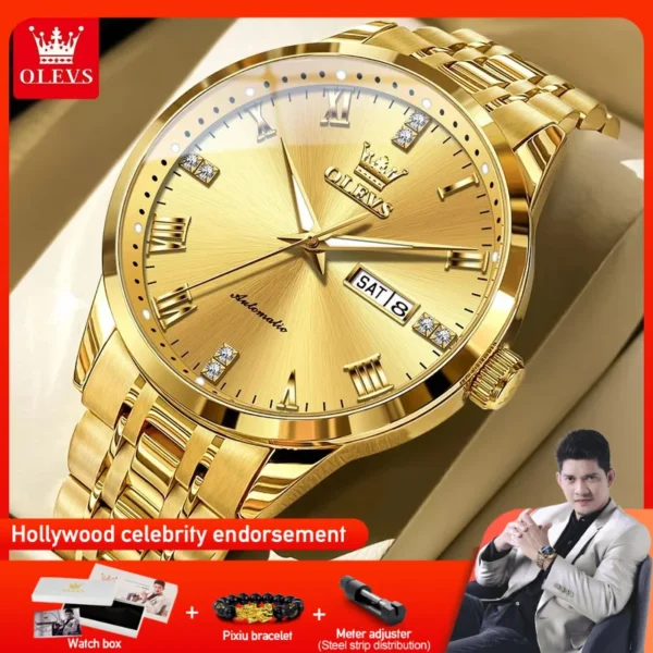 OLEVS 7062 Mens Watch Luxury Original Business Brand Mechanical Watch Waterproof Watch For Men Date Week Display Mens Gifts  ﻿ 1