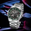 GLENAW Steampunk Skeleton Men's Watch Ring Luxury Automatic Mechanical Watches Luminous waterproof Stainless Steel Strap Watch 4