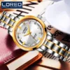 LOREO Brand Fashion Women Mechanical Watch High Quality Stainless Steel Waterproof Calendar Automatic Watches Relogio Feminino 4