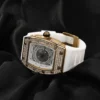 THE BLING KING Sqaure Dial Quartz Watch Full Rhinestones Iced Out Wrist Watches With Black Belt For Men Women Fashion Gift 3