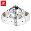 OLEVS Brand New Fashion Skeleton Mechanical Watch for Women Leather Strap Waterproof Transparent Womens Watches Relogio Feminino 2
