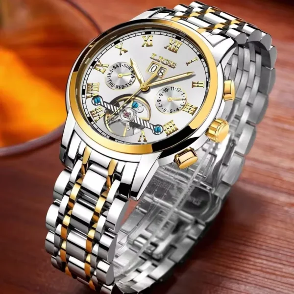 LIGE Fashion Men's Mechanical WristWatches Business Waterproof Tourbillon Watch Men Top Brand Luxury Automatic Watches For Men 1