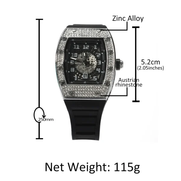 THE BLING KING Sqaure Dial Quartz Watch Full Rhinestones Iced Out Wrist Watches With Black Belt For Men Women Fashion Gift 2