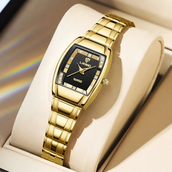 New Womens Watch Luxury Stainless Steel Quartz Golden Wristwatches Women Fashion Waterproof Calendar relogio masculino Clock 1