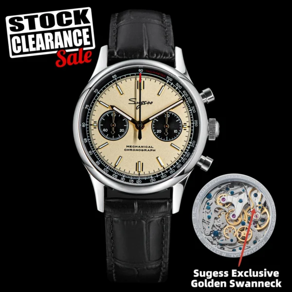 Sugess 40mm Men Army Watch 1963 Pilot Mechanical Panda Wristwatches Sapphire Air Force Chronograph Original ST1901 Movement Gift 1