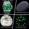 OLEVS Luxury Brand Men's Watch Green Dial Fully Automatic Mechanical Watch Waterproof Stainless Steel Strap Original Wristwatch 5