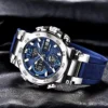 FOXBOX Sports Mens Watches 5ATM Waterproof Dual Display Quartz Wristwatch Chronograph Alarm Date Week Watch Man Silicone Strap 3