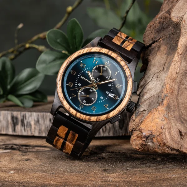 BOBO BIRD Men's Watches Top Brand Wooden Wristwatch Chronograph Auto Date Luxury Exquisite Watch for Men 2