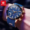 OLEVS New Original Men Watches Silicon Tape 45mm Large Dial Quartz Watch for Man Waterproof Chronograph Calendar Luminous Watch 3