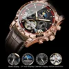 POEDAGAR Tourbillon Automatic Mechanical Wristwatch Waterproof Luminous Date Week Leather Men Watch Luxury Fashion Men's Watches 4