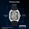 MEGIR Black Silicone Bracelet Men's Mechanical Watch Luxury Automatic Movement Skeleton Men Wristwatch Luminous Hands Watches 3