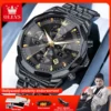 OLEVS 3673 Mens Watch Business Brand Quartz Watches Multifunctional Chronograph Waterproof Moon Phase Watch Mens Gifts Original 1