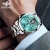 OUPINKE TOP Luxury Brand Men's Watches Waterproof Multifunctional Skeleton Automatic Mechanical Watch Date Tungsten Steel Strap 3