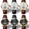 JSDUN Luxury Men's Watches Top Brand Automatic Mechanical Wrist Watch for Man Waterproof Leather Strap Luminous Business Dress 6