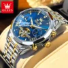 OLEVS Brand Skeleton Hollow out Men's Watches Automatic Mechanical Watch Waterproof Weekly Calendar Wristwatch Stainless steel 3