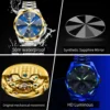 OUPINKE 3312 High end Luxury Men's Watches Moon Phase Date 50m Waterproof Automatic Mechanical Watch Luminous Brand Wrist Watch 5