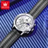 OLESV Original Brand Fashion Men's Quartz Watches Nylon Strap Moon Phase Chronograph Male Watch Calendar Trendy Authentic Watch 4