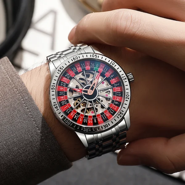Men Mechanical Watch Automatic Luxury Gambling Rotating Plate Dial Wristwatch Man Casual Waterproof Luminous Clock Reloj Hombre 1