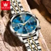 OLEVS 3673 Mens Watch Business Brand Quartz Watches Multifunctional Chronograph Waterproof Moon Phase Watch Mens Gifts Original 3