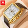 OLEVS Men's Top Brand Square Quality Quartz Wristwatch Chronograph Waterproof Original Watch for Man Luminous Date Luxury 1