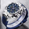 FOXBOX Sports Mens Watches 5ATM Waterproof Dual Display Quartz Wristwatch Chronograph Alarm Date Week Watch Man Silicone Strap 2